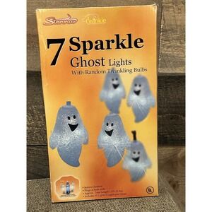 Halloween Spun Acrylic Ghost String Sparkle Lights Vintage Works Box Decorations